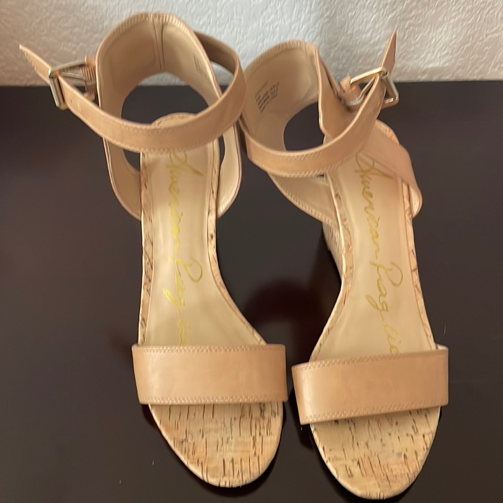 American rag size 9.5 tan wedge sandals
